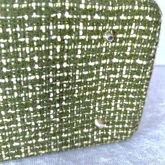Vintage Y2K Green Preppy Funky Beads Tweed Cottage Girly Handbag Purse - Picture 11 of 11